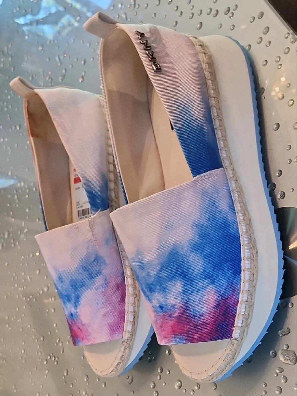 DKNY Blue & Pink Tie-Dye Slip-On Espadrilles